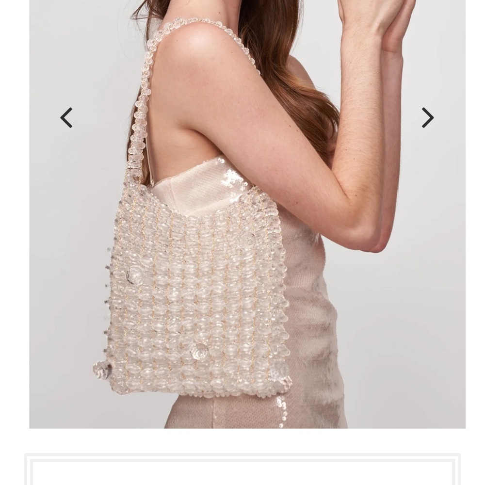 Emm Kuo Gigi Crystal Elegant Cream Beaded Women's Bag